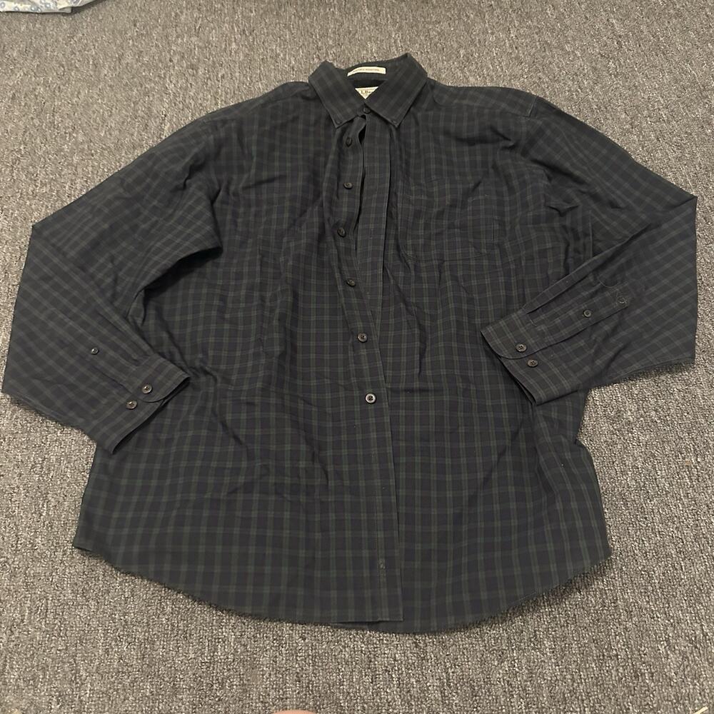 L.L. Bean Green Plaid Oxford Shirt 100% Cotton Wrinkle Resistant Mens Sz XL
